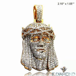 14K Solid Gold  5.10 Carats VS2  Natural Full Face Diamond Jesus Pendant